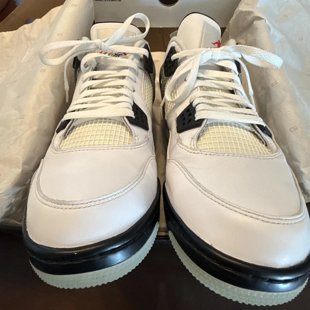 Jordan IV G White/Fire Red/tech Grey Black Golf Shoes CU9981 100 Size 14 Worn 1x